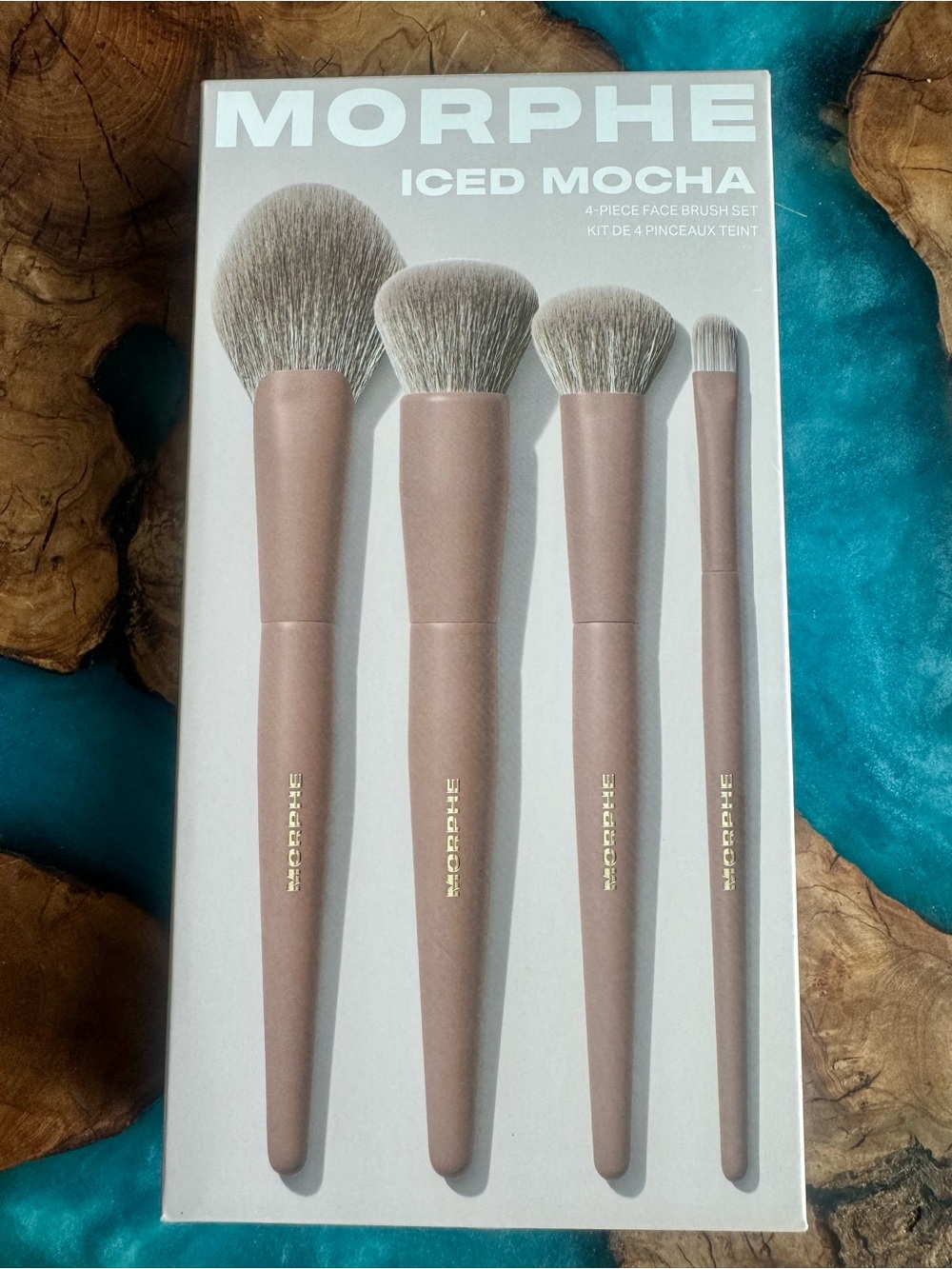 Morphe Iced Mocha 4-Piece Face Brush Set - with Gold Logo